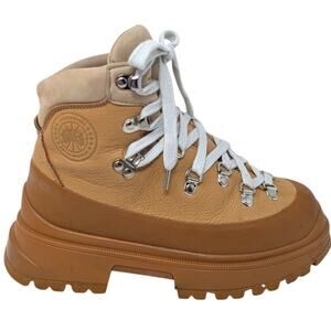 Canada Goose Journey Boots Women 6 Waterproof Leather Hiking Boots Tan Beige